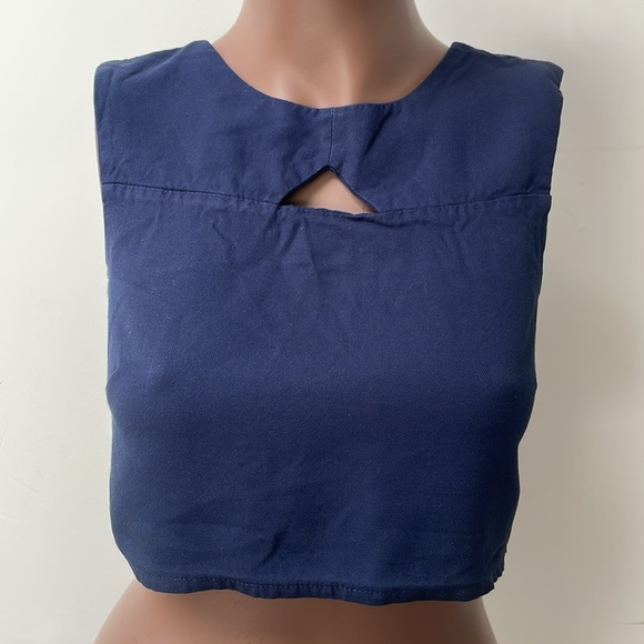 Birds Of North America Cropped Top Sleeveless Cut Out Blue Navy 6 - Picture 4 of 10